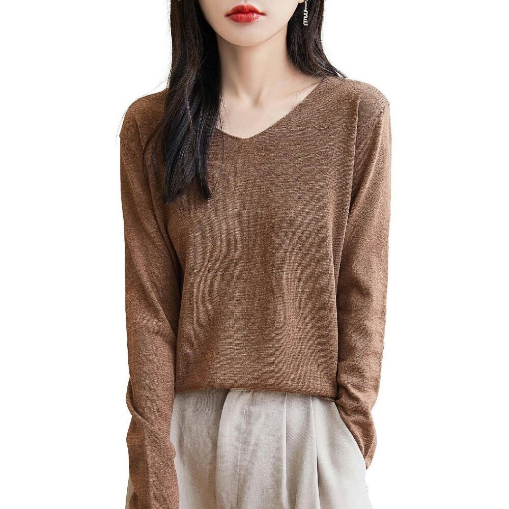 Women's 100% Merino Wool Base Layer V-Neck Long Sleeve Tee